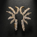 Geometric Rhinestones CZ 18K Gold Silver Ear Clips Earring Pair Bulk