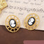 White Queen Black 18K Gold Balls Boarder Stud Earring For Women Bulk