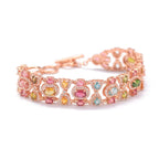 Floral Rose Gold Multi Anti Tarnish Cubic Zirconia Bracelet Ring Bulk