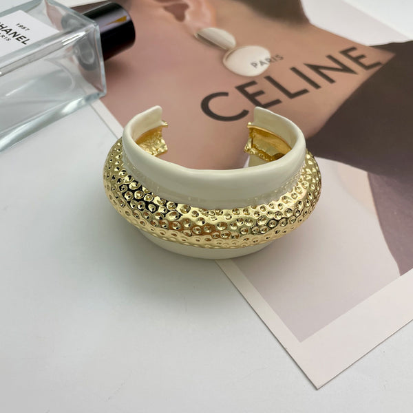 Beaten Finish Black White Gold Anti Tarnish Cuff Kada Bracelet Bulk Secondary image