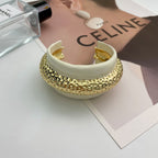 Beaten Finish Black White Gold Anti Tarnish Cuff Kada Bracelet Bulk