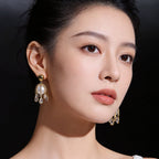 Gold Silver Pearl Cubic Zirconia Copper Drop Earrings For Women Bulk