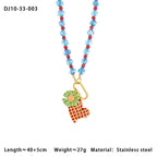 Heart Crystal Multicolor Beads 18K Gold Charm Necklace For Women Bulk