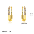 Slim U-Shape Gold CZ Anti Tarnish Stainless Steel Hoop Earrings Bulk