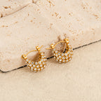 Bulk Gold Plated CZ Anti Tarnish Stainless Steel Hoop Earrings