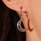 Star Moon 18K Gold CZ Anti Tarnish Dangler Hoop Earring Bulk