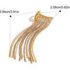 Two Tone Multi Layer Chain 18K Gold Silver Anti Tarnish Stainless Steel Dangler Tassel Single Right Side Earrings For Women