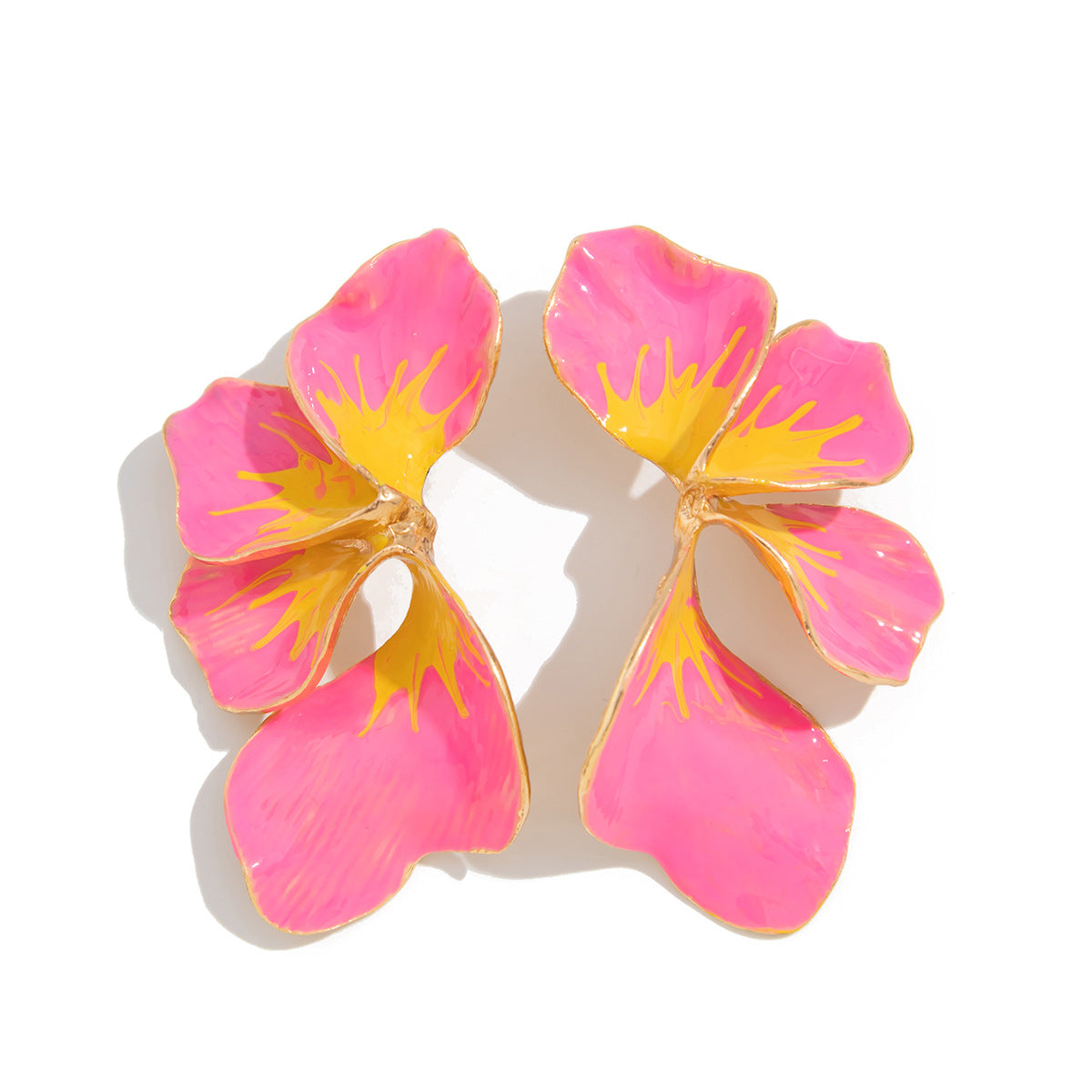 Floral Flower Leaf 18K Gold White Pink Yellow Dangler Earring Bulk