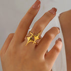 Dual Star Layer 18K Gold Silver Stainless Steel Adjustable Ring Bulk