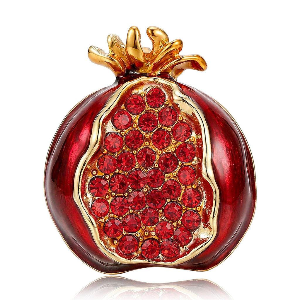 Red Pomegranate Gold Plated Rhinestone Brooch For Women Bulk