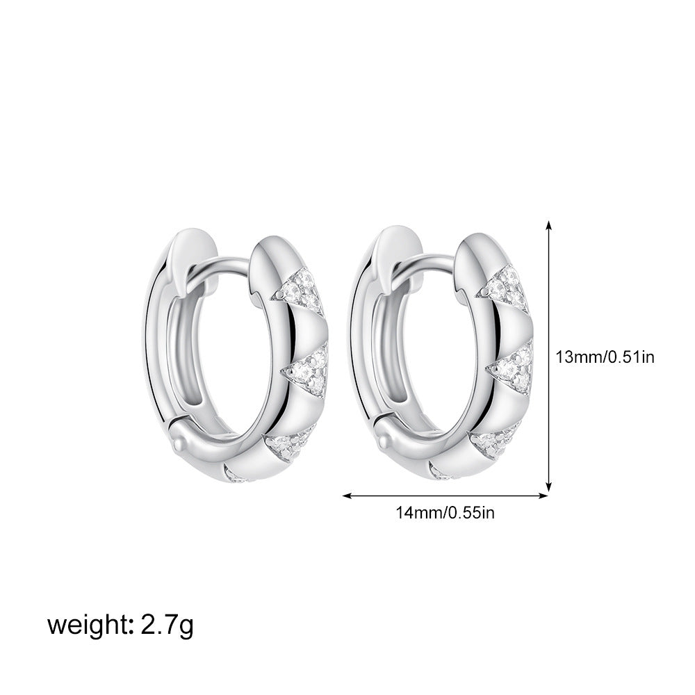 Chunky Dual Tone Gold Silver CZ Stainless Steel Hoop Earrings Wholesale