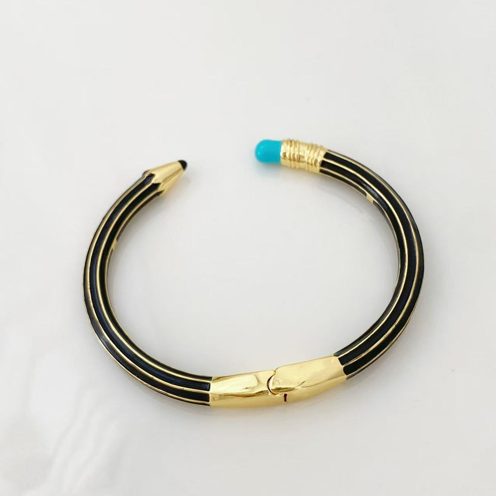Trendy Pencil Style Gold Enamel Anti Tarnish Copper Cuff & Kada Bulk