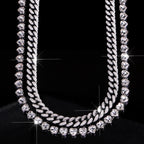Silver Heart Curb Chain Silver Rhinestone Necklace For Women Bulk