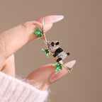 Multi Color Panda Gold Plated Rhinestone Brooch For Women Bulk