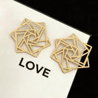 Gold Geometric Abstract Plain Stud Earrings For Women Bulk