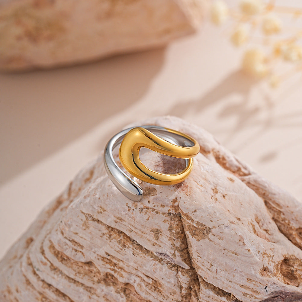 Luxury Minimalist Moon & Oval Dome Gold Silver Plated Fancy Ring Bulk