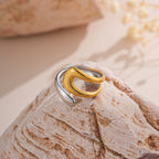 Luxury Minimalist Moon & Oval Dome Gold Silver Plated Fancy Ring Bulk