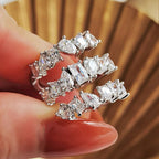 Princess Cut & Pear Shape Silver CZ Copper Adjustable Ring Wholesale