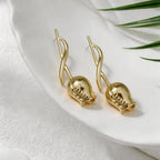 Gold Tulip Flower Dangler Earrings For Women Bulk