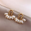 White Pearl 18K Gold Plated Dangler Drop Earring For Women Bulk
