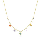 Clover Flower 18K Gold Crystal Anti Tarnish Necklace Pendant Chain Earring For Women