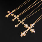 Jesus Cross Rosary 18K Gold Anti Tarnish Necklace Pendant Chain Bulk