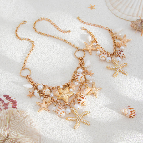 Star Fish Conch Beach Shell Clavicle 18K Gold Necklace Bracelet Bulk Main image