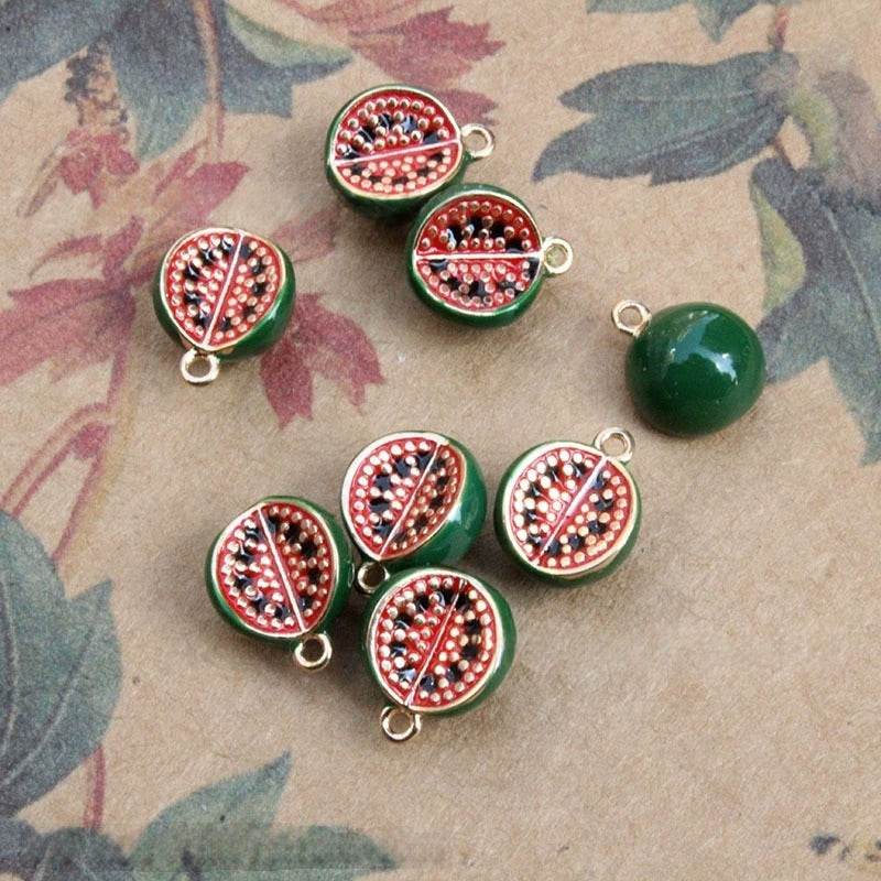 Designer Multi Color Fruit Charm Enamel Gold CZ Copper Pendant Bulk