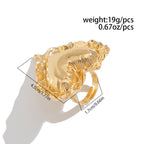 Beaten Finish Heart 18K Gold Plated Free Size Ring For Women Bulk