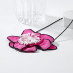 Flower Colorful Pink Green White With Black Boarder Cloth Necklace For Women