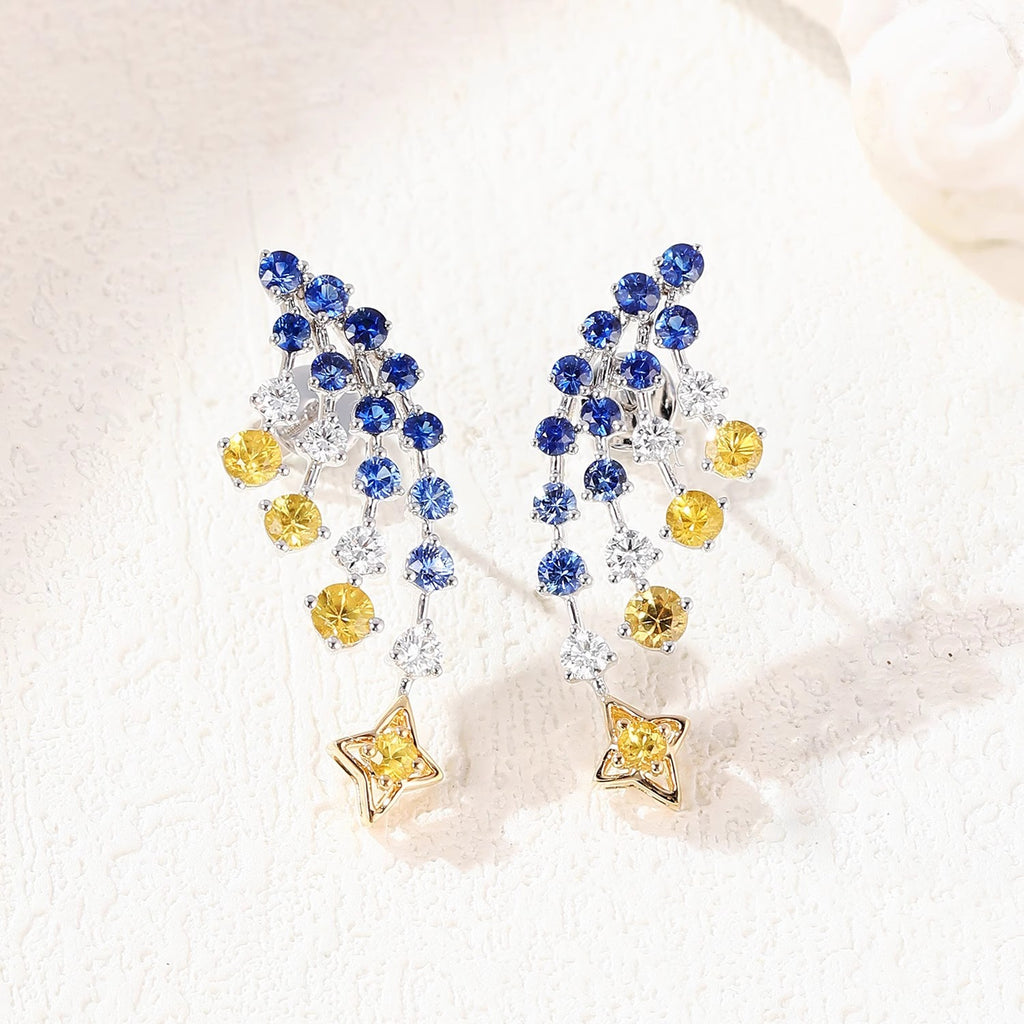 Multicolour Solitaire Brown Blue Cubic Zirconia Silver Anti Tarnish Necklace Earring Ring Set For Women