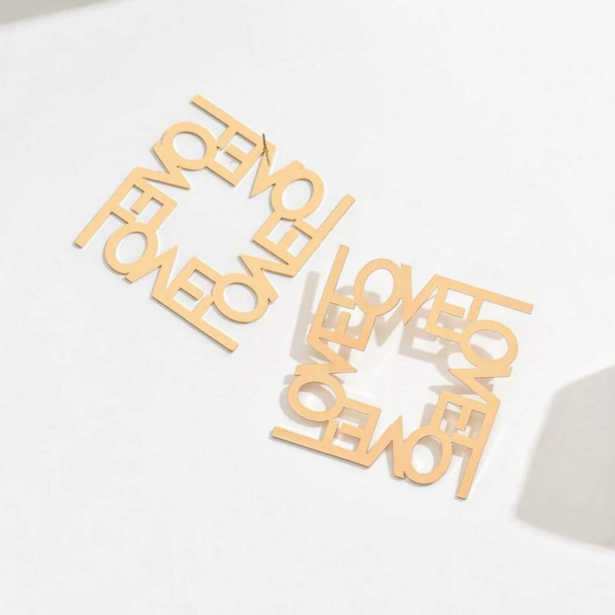 Square Love Engraved 18K Gold Plated Dangler Earring For Women Bulk