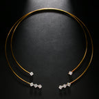Dual Layer 18K Gold Rhinestones Cubic Zirconia Hasli Necklace Bulk