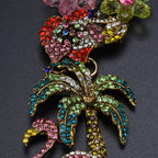 Floral Flower Multi Gemstone Crystal 18K Gold Anti Tarnish Necklace For Women