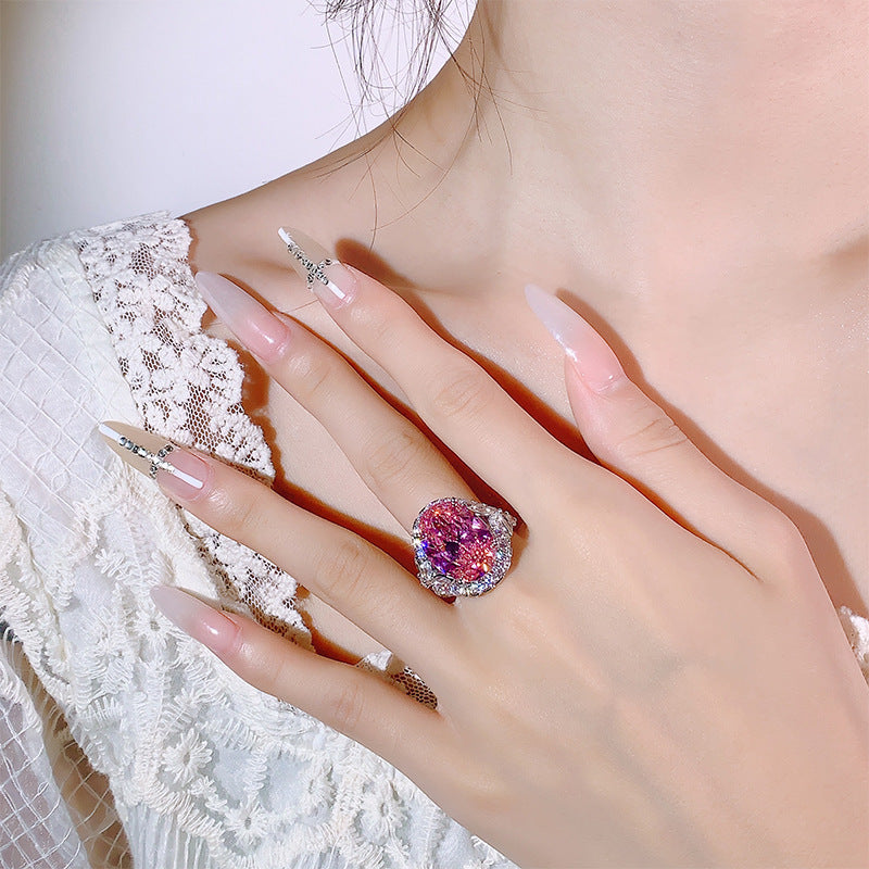Oval Silver Gemstone Cubic Zirconia Anti Tarnish Adjustable Ring Bulk Secondary image