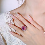Oval Silver Gemstone Cubic Zirconia Anti Tarnish Adjustable Ring Bulk