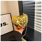 Beaten Finish Acrylic Heart Gold Silver Transparent Mini Bag Hand Bag Solder For Womenbang