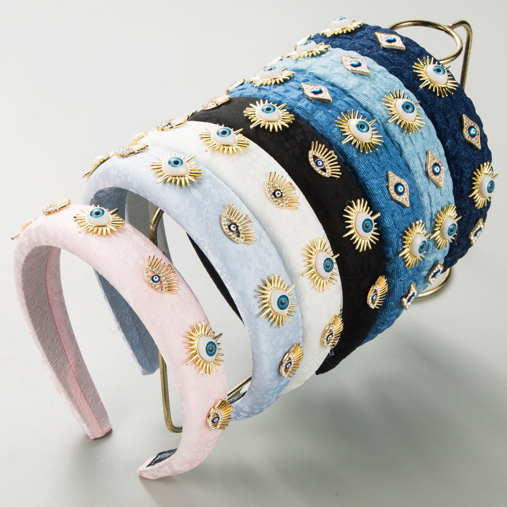 Evil Eye 18K Gold CZ Headband Hair Band Accessories Kids Bulk Main image