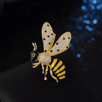 Black Yellow Honey Bee Gold Cubic Zirconia Copper Brooch For Women Bulk