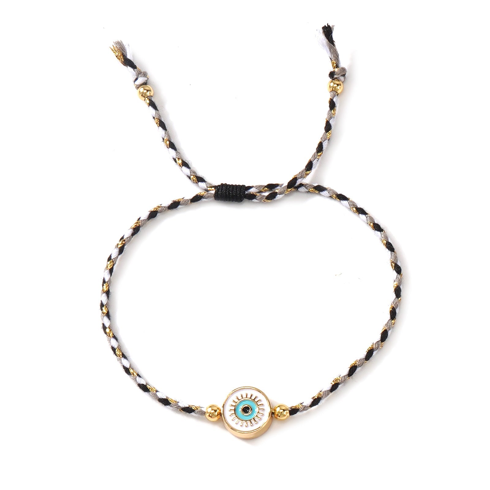 Multi Color Trendy Evil Eye Gold Beads Fabric Bracelet For Women Bulk Secondary image