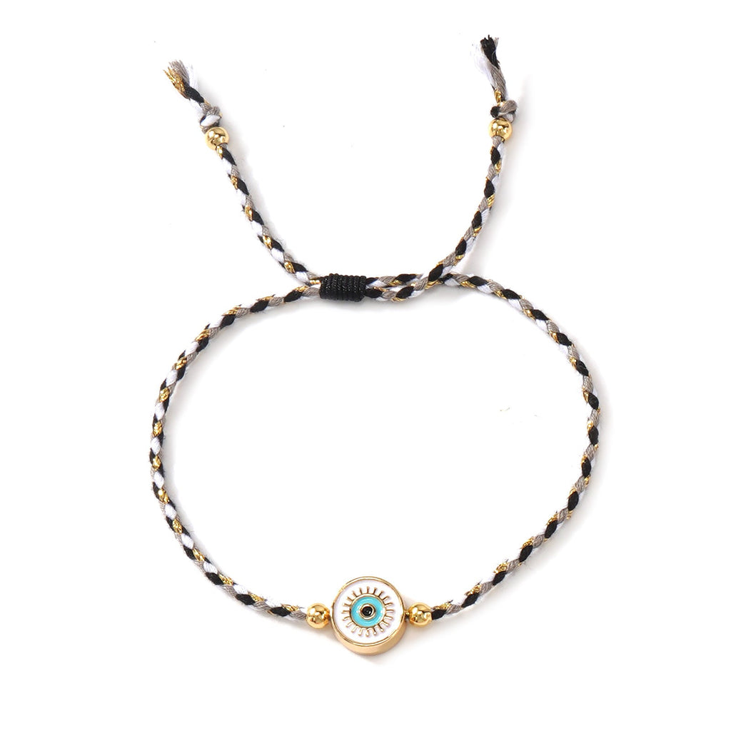 Multi Color Trendy Evil Eye Gold Beads Fabric Bracelet For Women Bulk