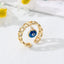 Evil Eye Charm Blue Enamel Gold Adjustable Curb Chain Band Ring Bulk