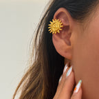Luxury Sun Face Gold Plated Stainless Steel Ear Cuff Earrings Bulk