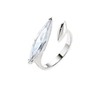 Oval Solitaire Dual Cubic Zirconia Silver Adjustable Ring Women Bulk