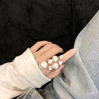 Multi White Pearl Gold Plated Copper Fancy Ring For Women Wholesale