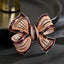 Rose Gold Plated Bow Burgundy Baguette CZ Enamel Copper Brooch Bulk