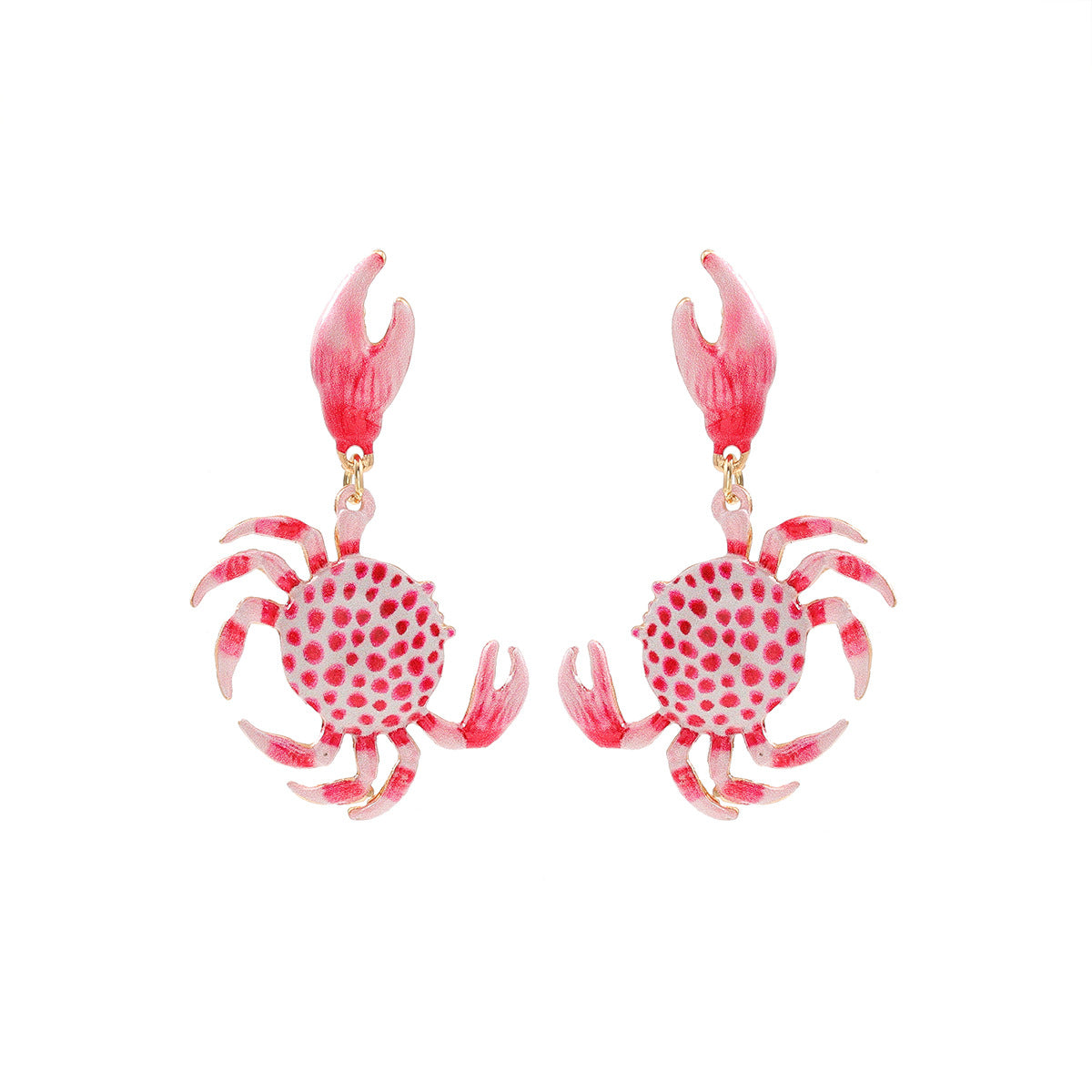 Crab Pink White Sea Face Beach Dangler Earring For Women Bulk