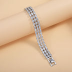 Bulk Luxury Triple Row Marquise Gold Silver Plated CZ Copper Bracelet