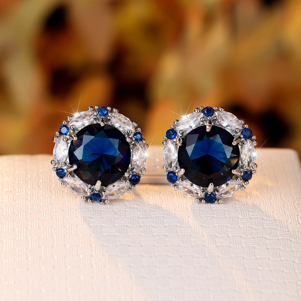 Multi Color Solitaire Silver Cubic Zirconia Crystal Stud Earring Bulk Secondary image