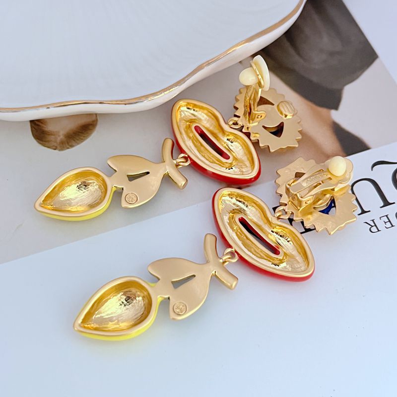 Lips Evil Eye Red Blue 18K Gold Dangler Anti Tarnish Earring Bulk